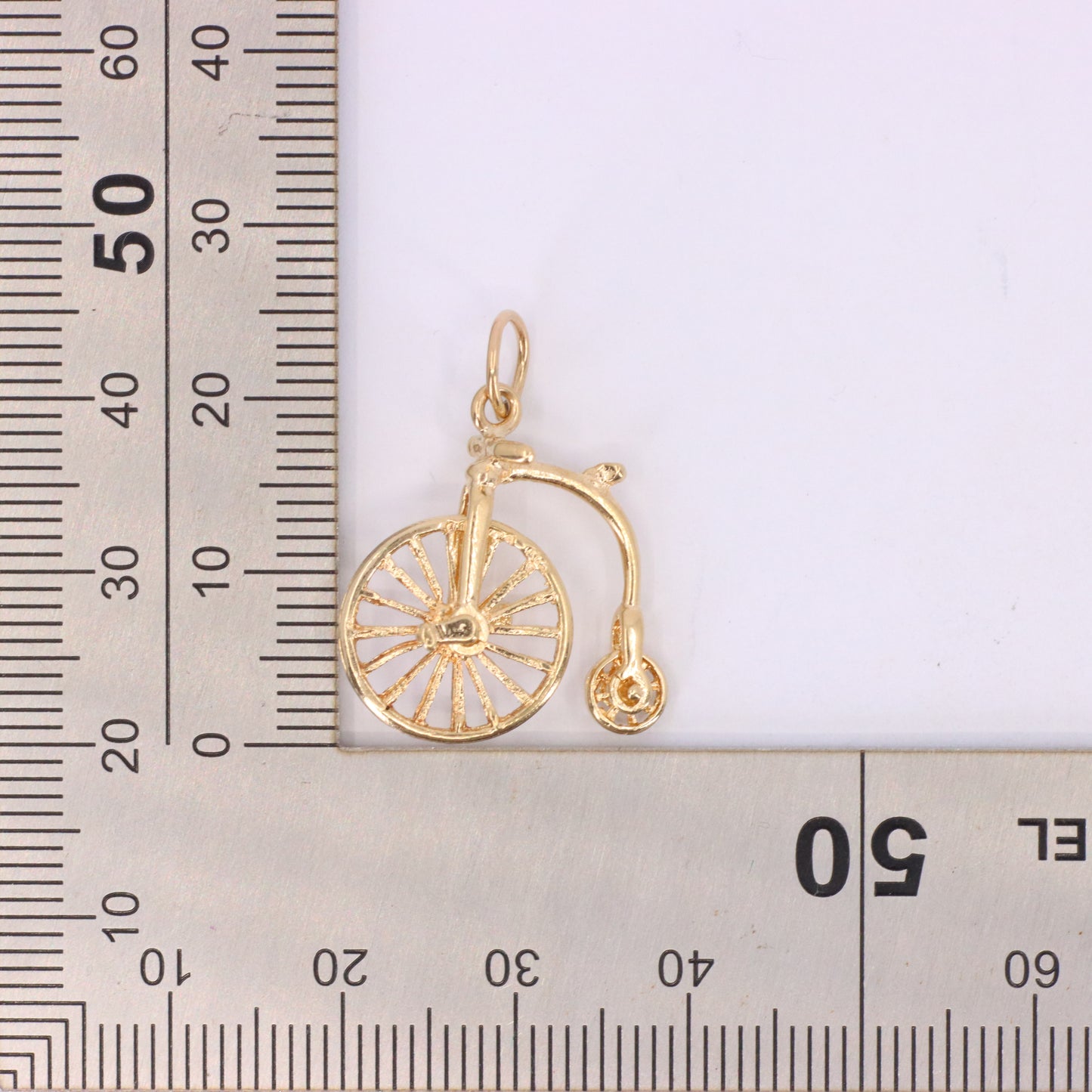 Vintage 9ct Hallmarked Gold Penny Farthing Bike Charm Pendant Spinning Wheels