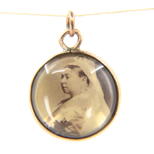 Antique 9ct Gold Queen Victoria Portrait Double Sided Pendant Charm