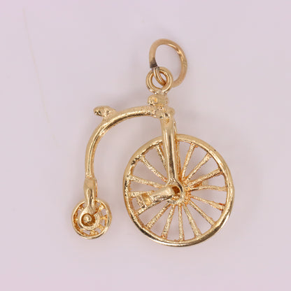 Vintage 9ct Hallmarked Gold Penny Farthing Bike Charm Pendant Spinning Wheels
