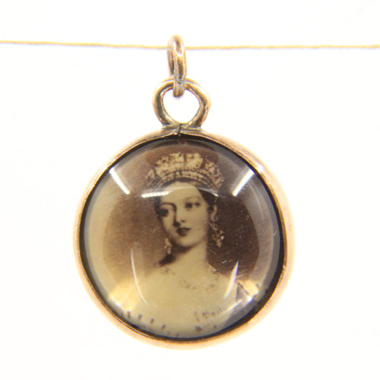Antique 9ct Gold Queen Victoria Portrait Double Sided Pendant Charm