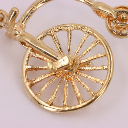 Vintage 9ct Hallmarked Gold Penny Farthing Bike Charm Pendant Spinning Wheels