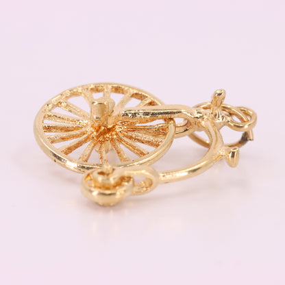 Vintage 9ct Hallmarked Gold Penny Farthing Bike Charm Pendant Spinning Wheels