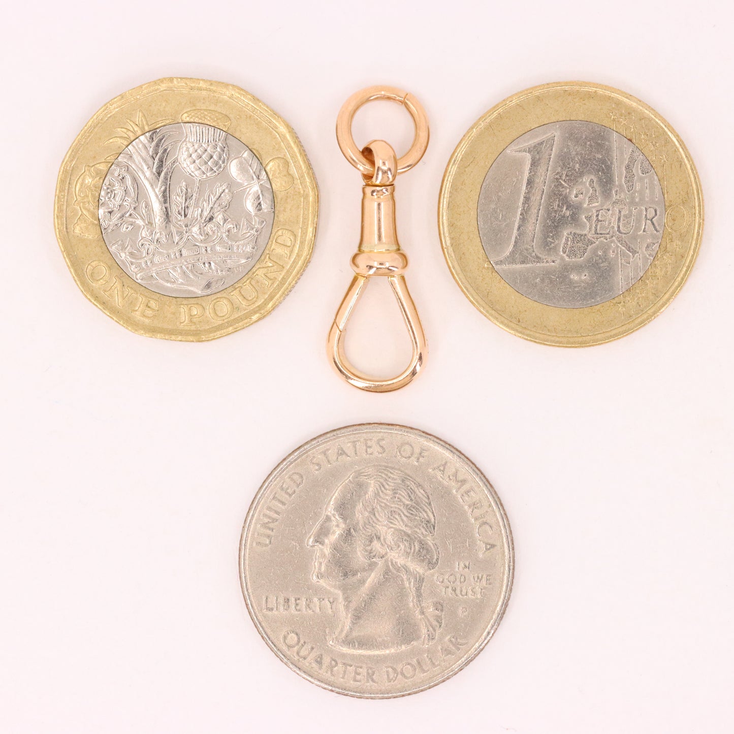 Large Antique 9ct Rose Gold Albert Dog Clip Clasp Charm Pendant Holder
