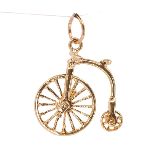 Vintage 9ct Hallmarked Gold Penny Farthing Bike Charm Pendant Spinning Wheels