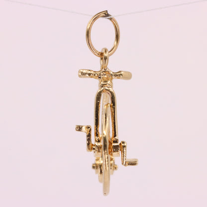 Vintage 9ct Hallmarked Gold Penny Farthing Bike Charm Pendant Spinning Wheels