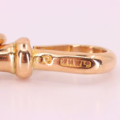 Large Antique 9ct Rose Gold Albert Dog Clip Clasp Charm Pendant Holder