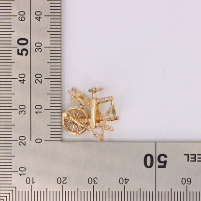 Vintage 9ct Hallmarked Gold Spinning Wheel Charm Moving Pendant Gift