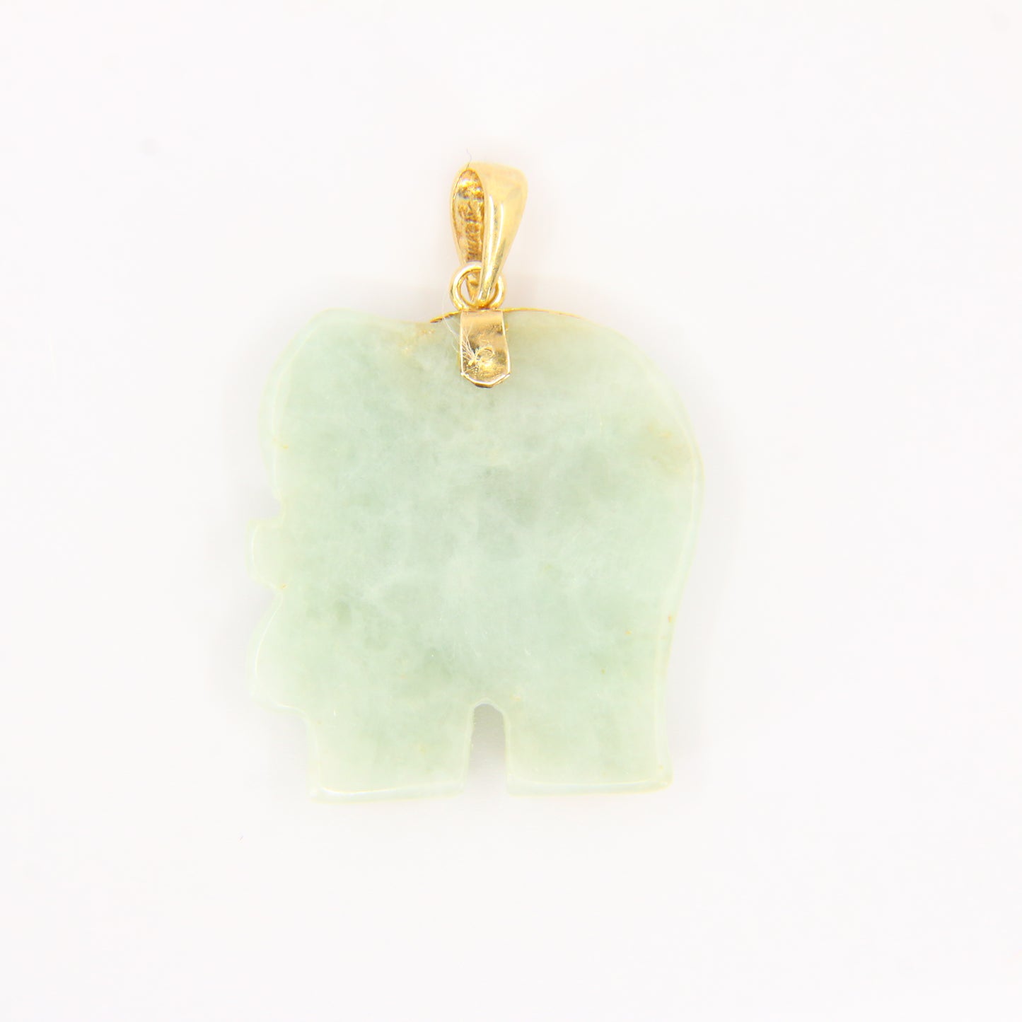 Vintage Jade Elephant Pendant 14k Gold Mounted Jade Elephant Trunk Up