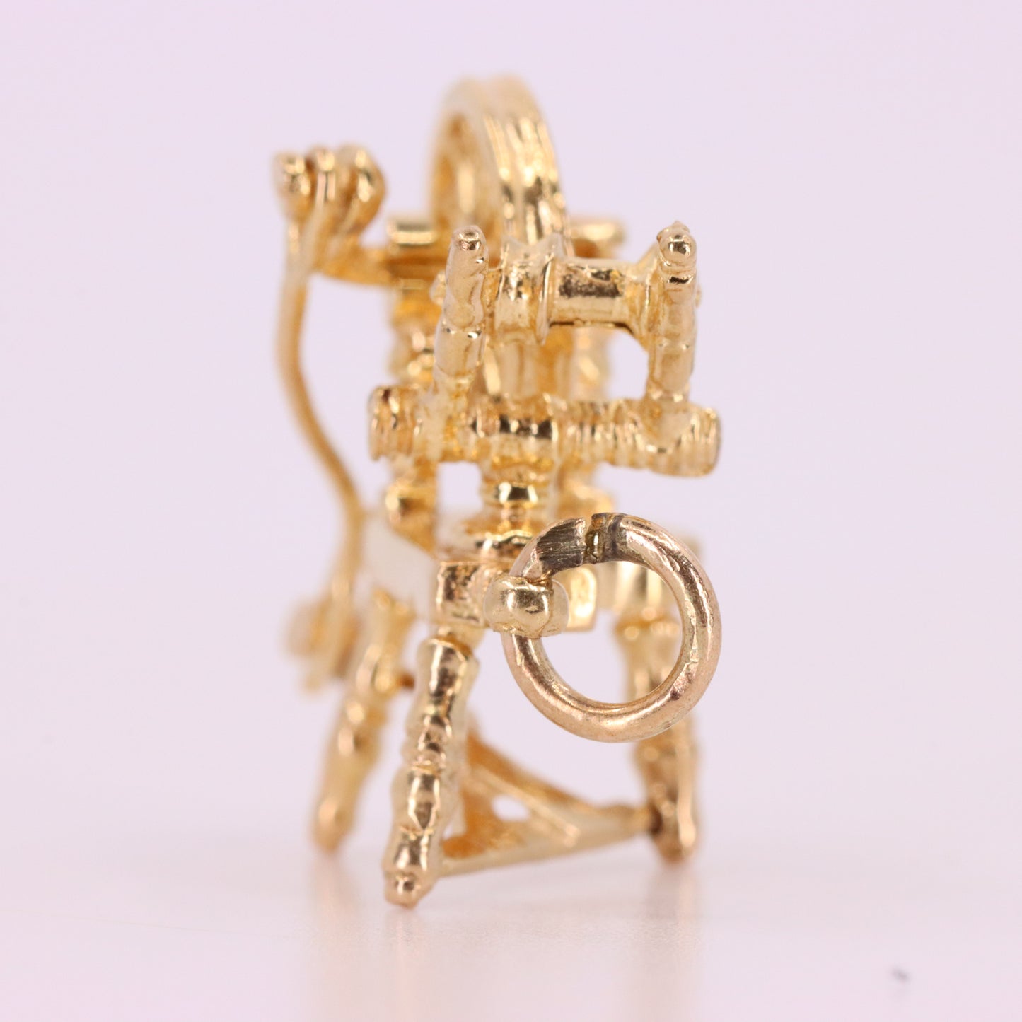 Vintage 9ct Hallmarked Gold Spinning Wheel Charm Moving Pendant Gift
