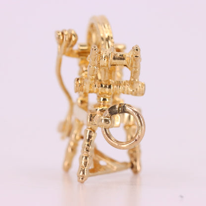 Vintage 9ct Hallmarked Gold Spinning Wheel Charm Moving Pendant Gift