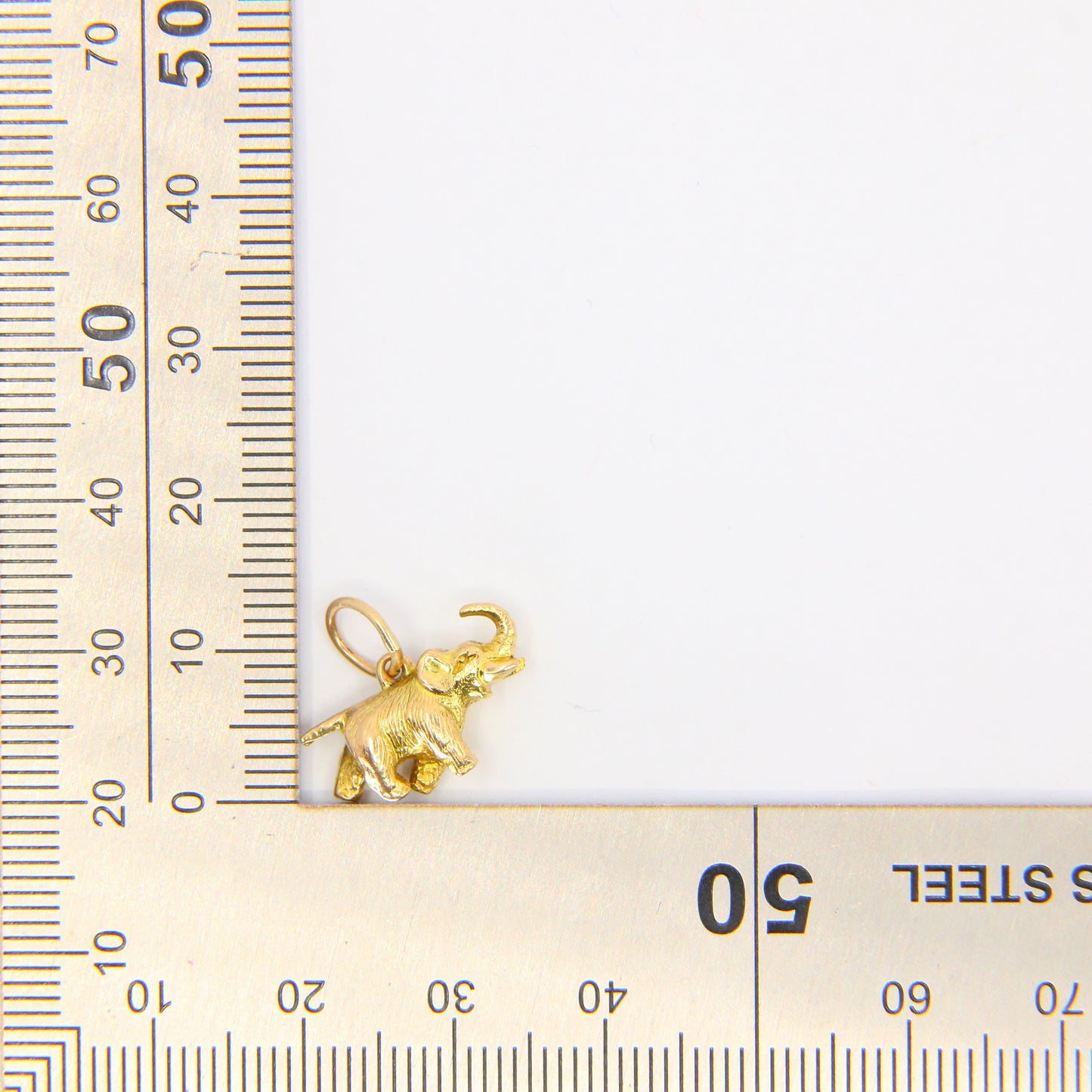 Vintage 9ct Gold Elephant Charm Pendant Trunk Up Yellow Gold