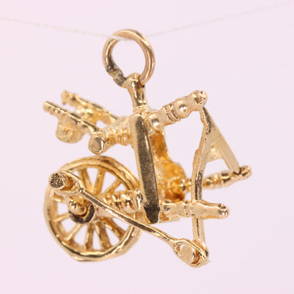 Vintage 9ct Hallmarked Gold Spinning Wheel Charm Moving Pendant Gift