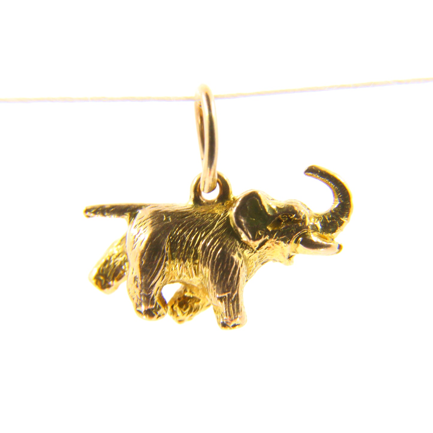 Vintage 9ct Gold Elephant Charm Pendant Trunk Up Yellow Gold