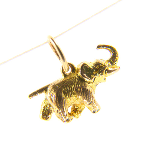 Vintage 9ct Gold Elephant Charm Pendant Trunk Up Yellow Gold