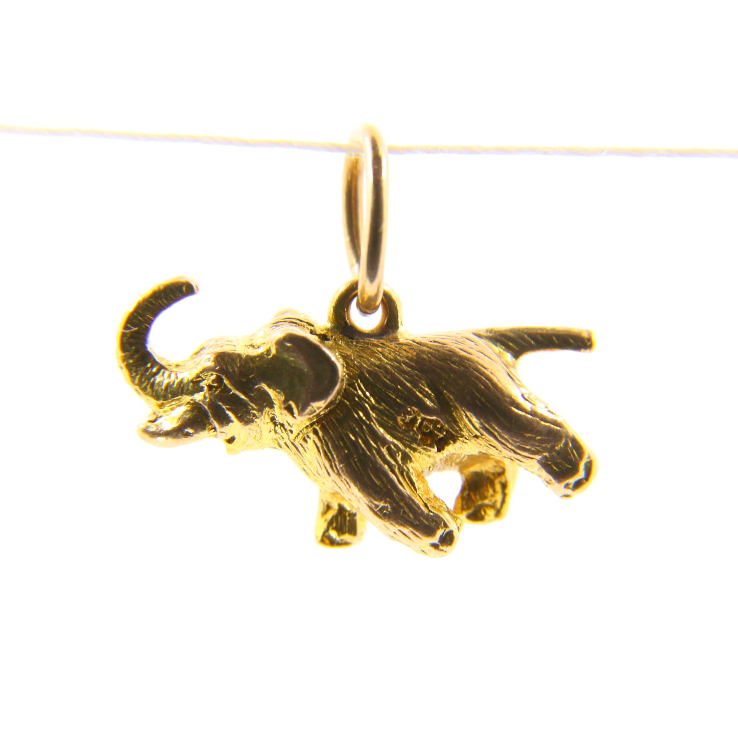 Vintage 9ct Gold Elephant Charm Pendant Trunk Up Yellow Gold