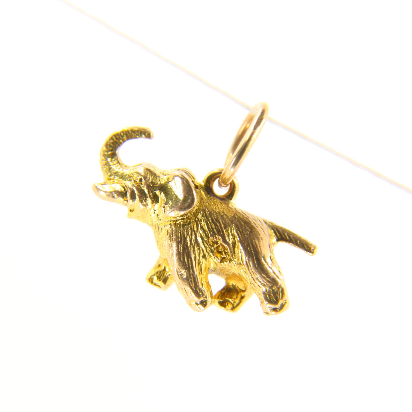 Vintage 9ct Gold Elephant Charm Pendant Trunk Up Yellow Gold