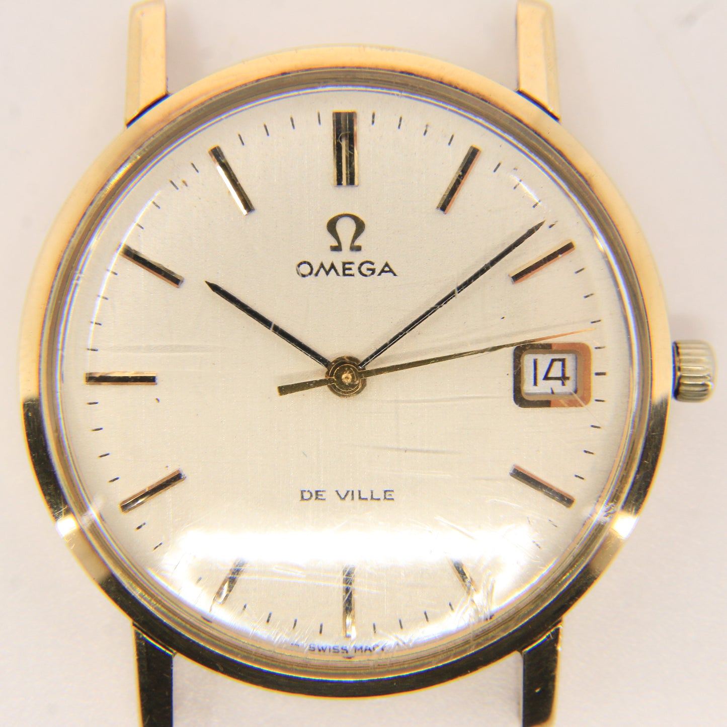 Vintage 9ct Gold Omega De Ville Wristwatch Date Feature Initialled Case Back