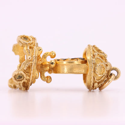 Vintage 9ct Hallmarked Gold Mantel Clock Charm Pendant Miniature Collectable Gift