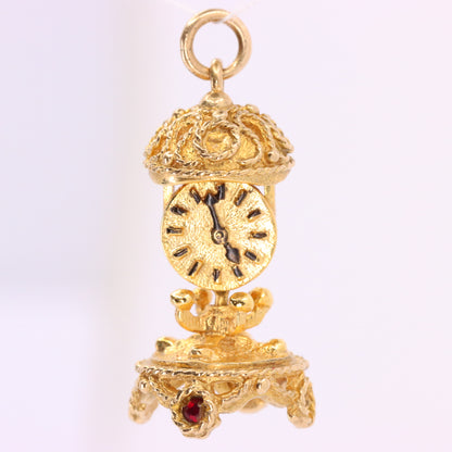 Vintage 9ct Hallmarked Gold Mantel Clock Charm Pendant Miniature Collectable Gift