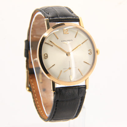 Vintage 18ct Gold Longines Cal 490 Wristwatch With Small Seconds
