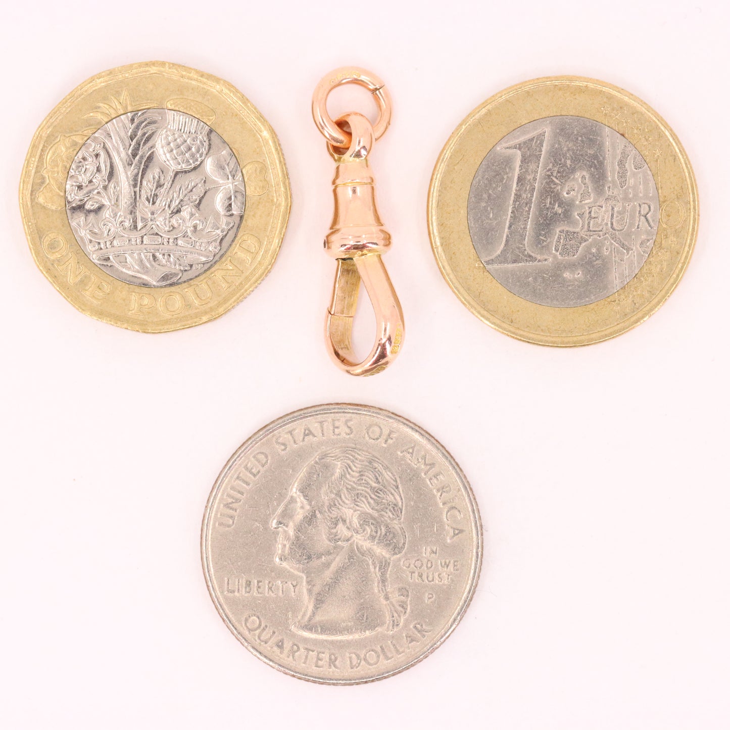 Antique 9ct Hallmarked Rose Gold Albert Dog Clip Clasp Charm Pendant Holder
