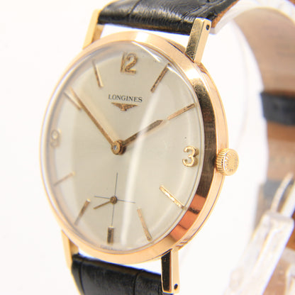 Vintage 18ct Gold Longines Cal 490 Wristwatch With Small Seconds