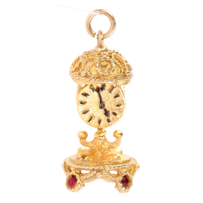Vintage 9ct Hallmarked Gold Mantel Clock Charm Pendant Miniature Collectable Gift