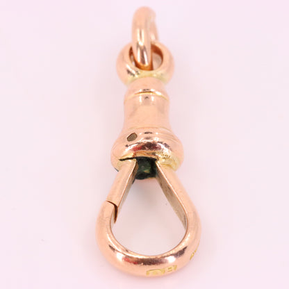 Antique 9ct Hallmarked Rose Gold Albert Dog Clip Clasp Charm Pendant Holder
