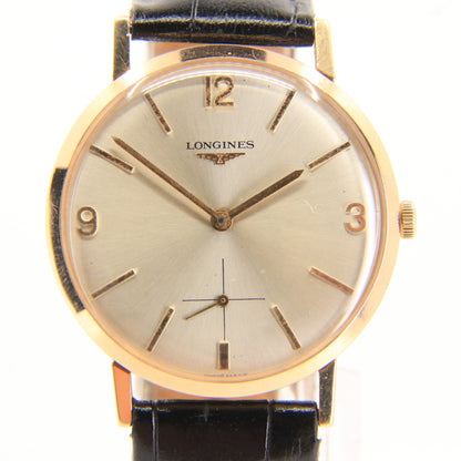 Vintage 18ct Gold Longines Cal 490 Wristwatch With Small Seconds