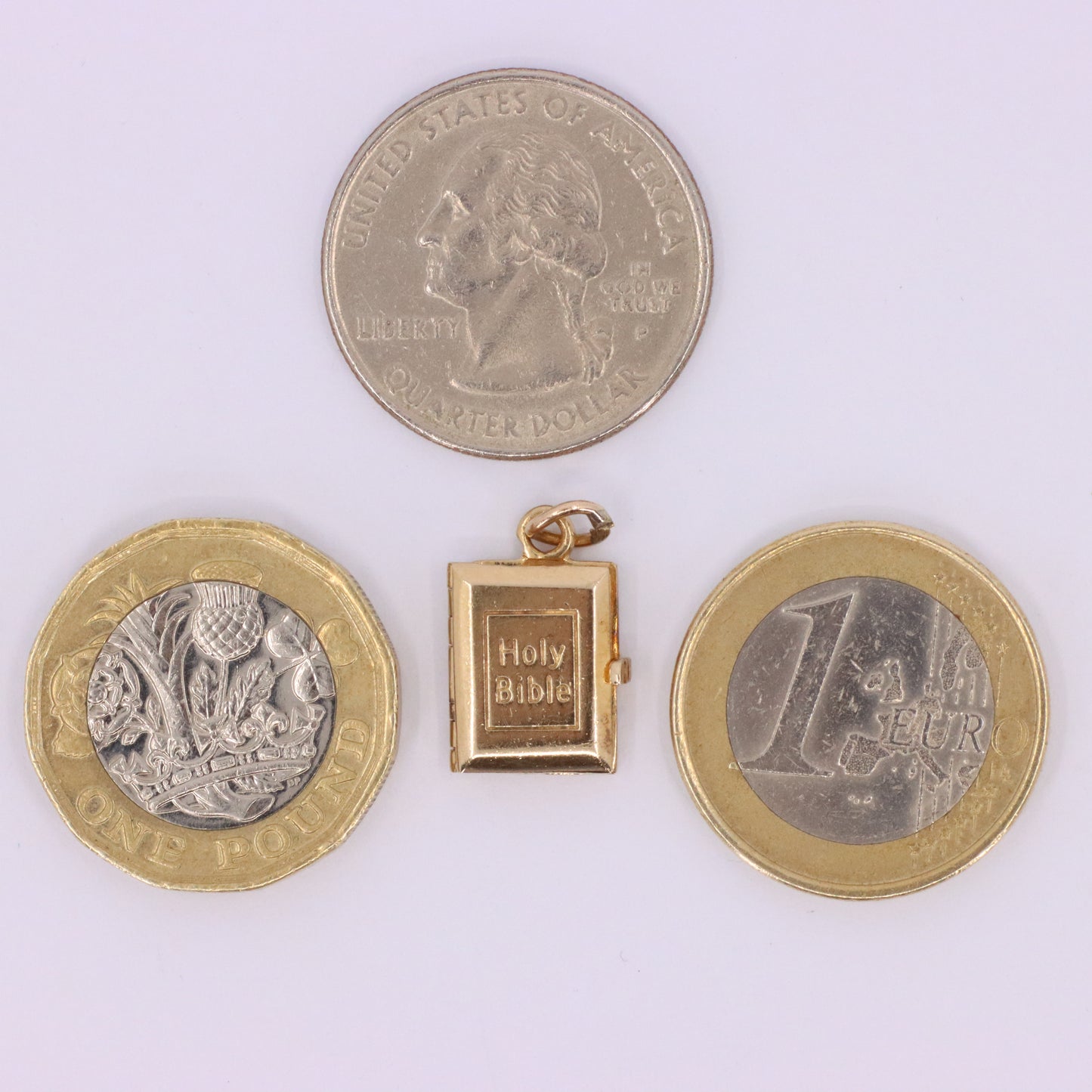 Vintage 9ct Hallmarked Gold Opening Holy Bible Charm Religious Pendant Gift