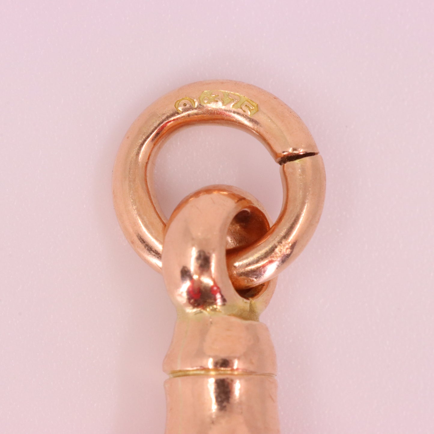Antique 9ct Hallmarked Rose Gold Albert Dog Clip Clasp Charm Pendant Holder