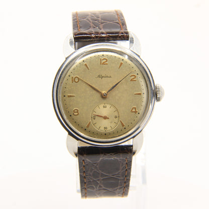 Vintage Alpina Cal 598 Stainless Steel Wristwatch With Small Seconds circa 1950s