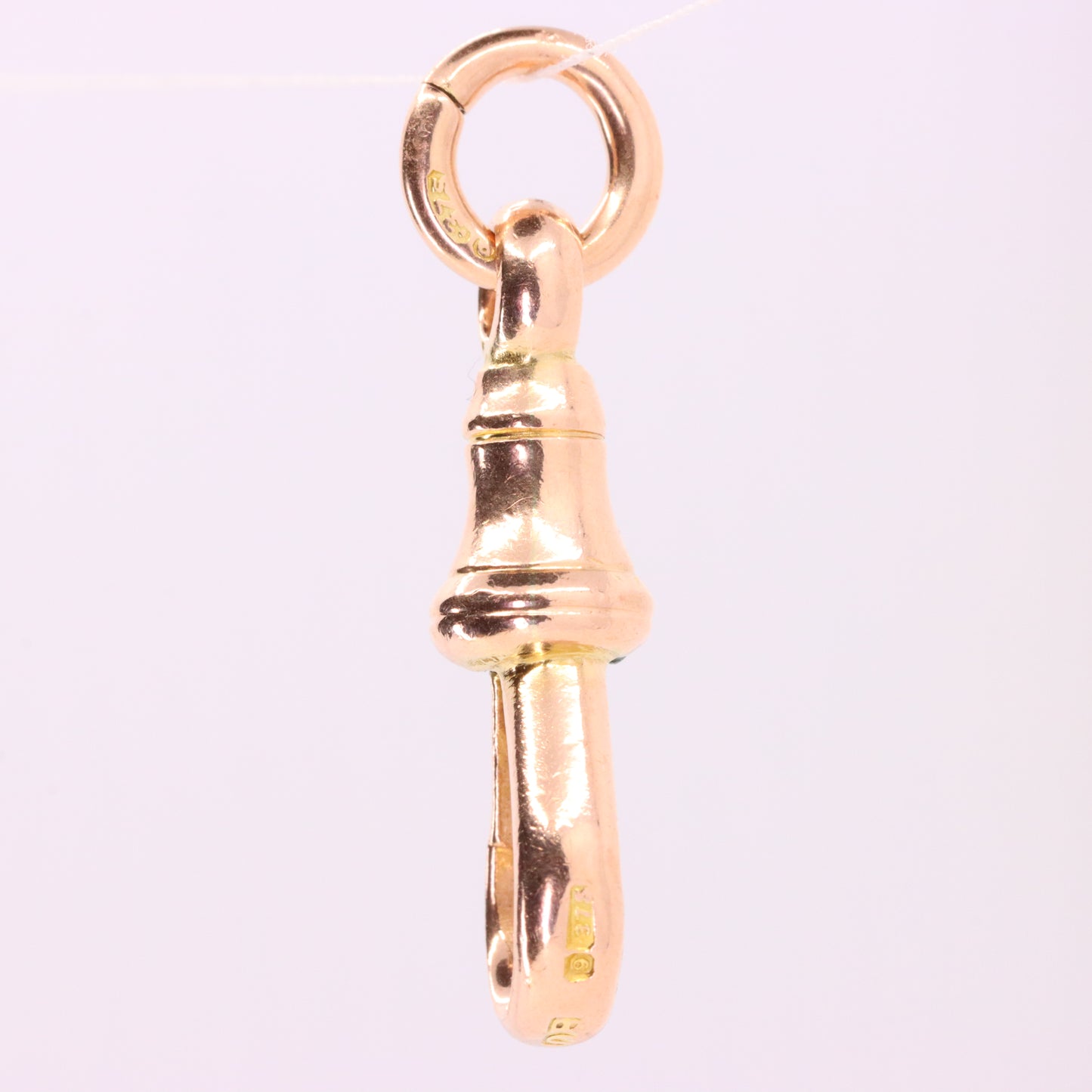 Antique 9ct Hallmarked Rose Gold Albert Dog Clip Clasp Charm Pendant Holder