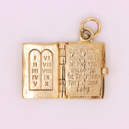 Vintage 9ct Hallmarked Gold Opening Holy Bible Charm Religious Pendant Gift