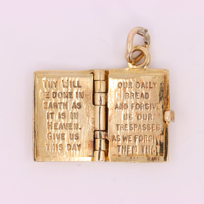 Vintage 9ct Hallmarked Gold Opening Holy Bible Charm Religious Pendant Gift
