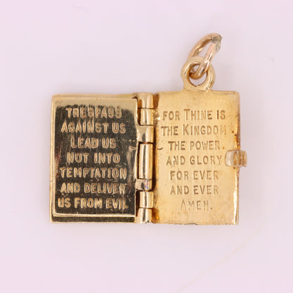 Vintage 9ct Hallmarked Gold Opening Holy Bible Charm Religious Pendant Gift