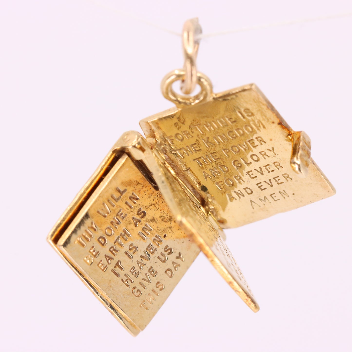 Vintage 9ct Hallmarked Gold Opening Holy Bible Charm Religious Pendant Gift