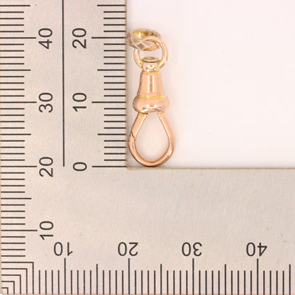 Antique 9ct Rose Gold Albert Dog Clip Clasp Charm Pendant Holder Jewellery