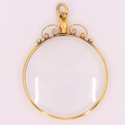 Antique 18ct Yellow Gold Double Sided Photo Frame Pendant Charm Keepsake Gift