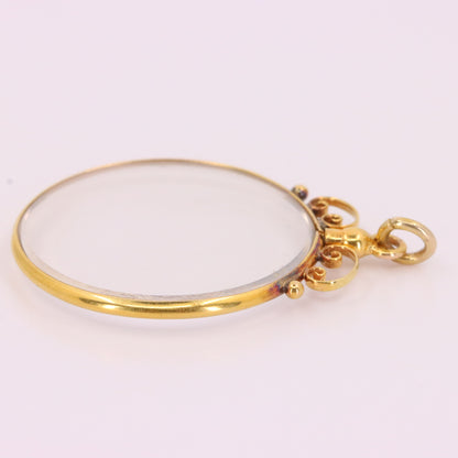 Antique 18ct Yellow Gold Double Sided Photo Frame Pendant Charm Keepsake Gift