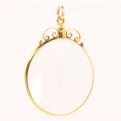 Antique 18ct Yellow Gold Double Sided Photo Frame Pendant Charm Keepsake Gift