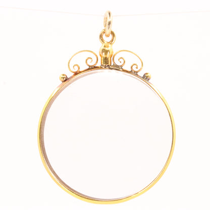 Antique 18ct Yellow Gold Double Sided Photo Frame Pendant Charm Keepsake Gift