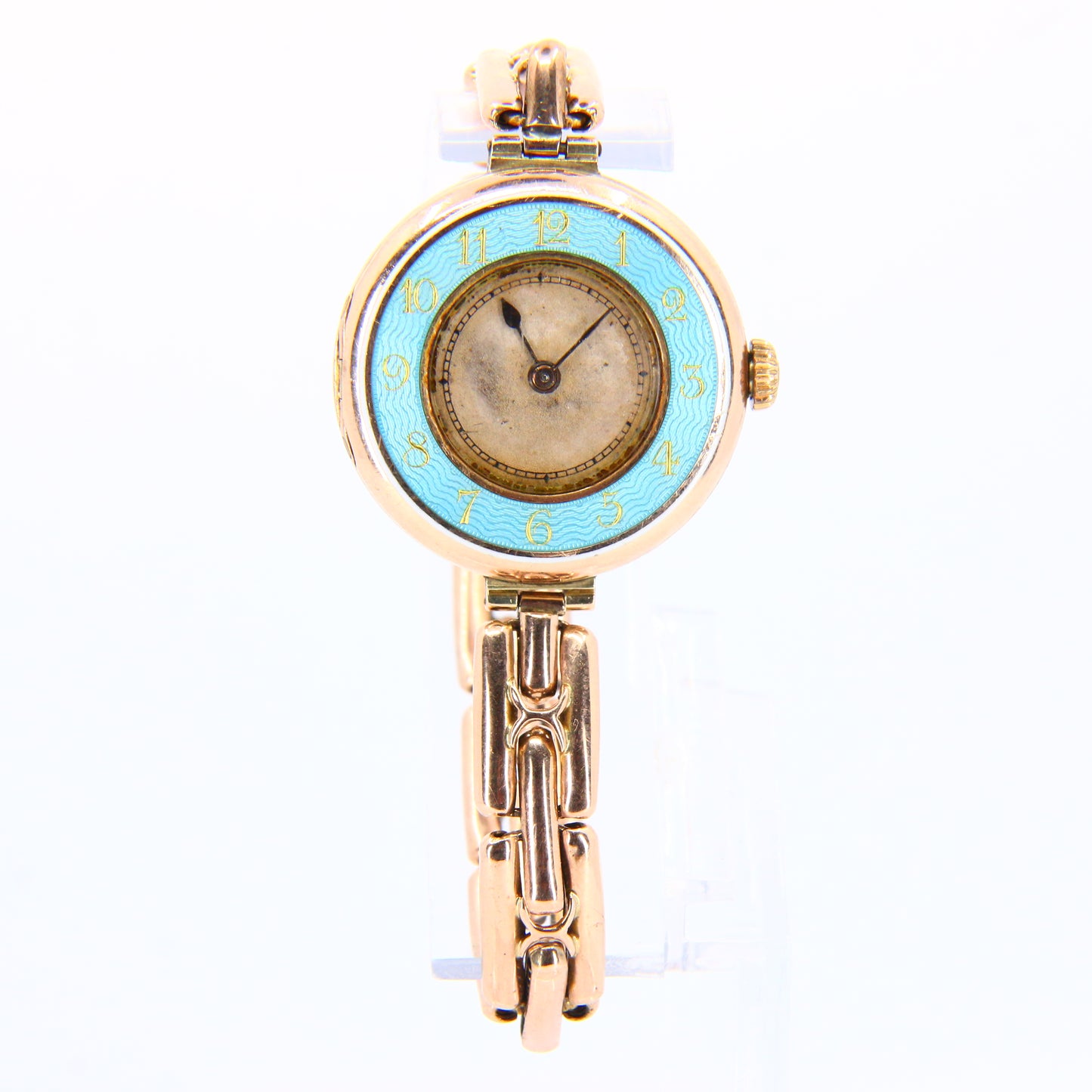 Antique 9ct Gold Rolex Blue Enamel Swiss Made Ladies Wristwatch Mechanical