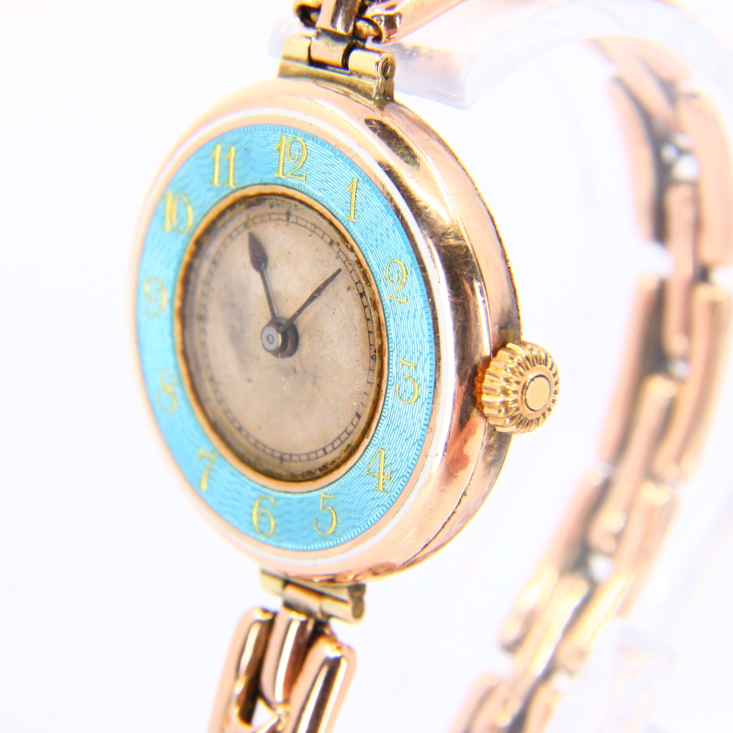 Antique 9ct Gold Rolex Blue Enamel Swiss Made Ladies Wristwatch Mechanical