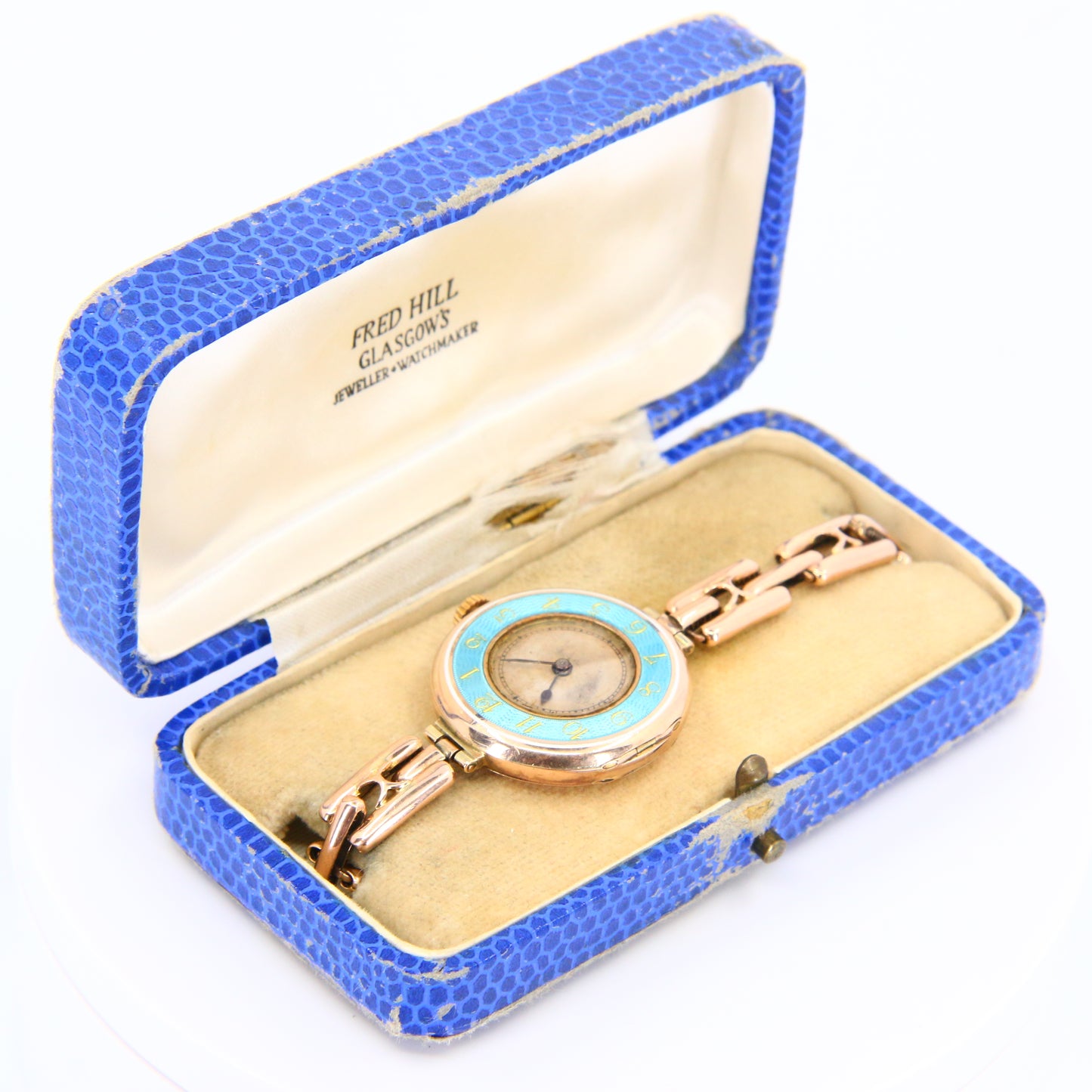 Antique 9ct Gold Rolex Blue Enamel Swiss Made Ladies Wristwatch Mechanical