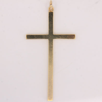 Vintage 9ct Hallmarked Yellow Gold Cross Pendant Engraved Detail Religious Gift