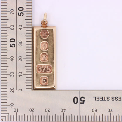 Vintage 9ct Hallmarked Sheffield 1979 Yellow Gold Ingot Pendant 29.6g