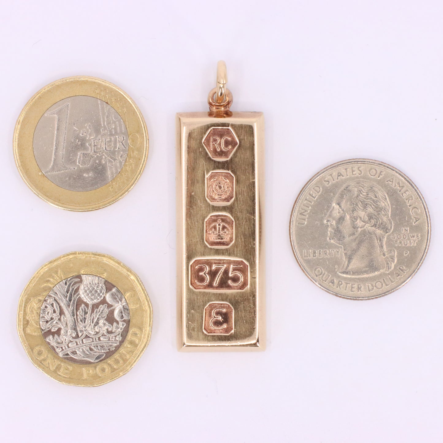 Vintage 9ct Hallmarked Sheffield 1979 Yellow Gold Ingot Pendant 29.6g