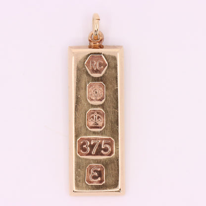 Vintage 9ct Hallmarked Sheffield 1979 Yellow Gold Ingot Pendant 29.6g
