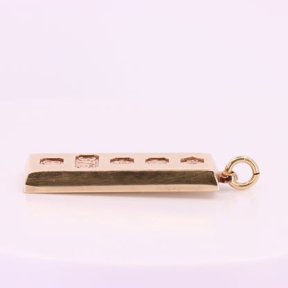 Vintage 9ct Hallmarked Sheffield 1979 Yellow Gold Ingot Pendant 29.6g
